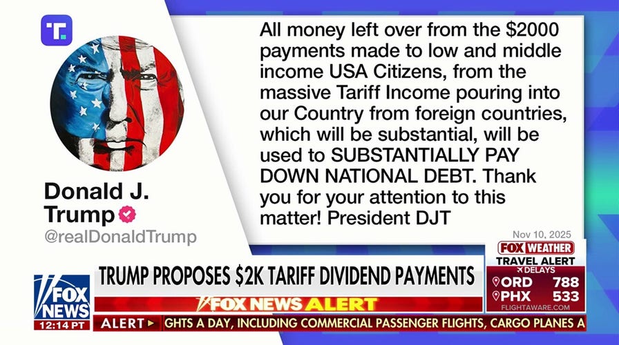 Trump proposes $2K tariffs dividend payments to Americans