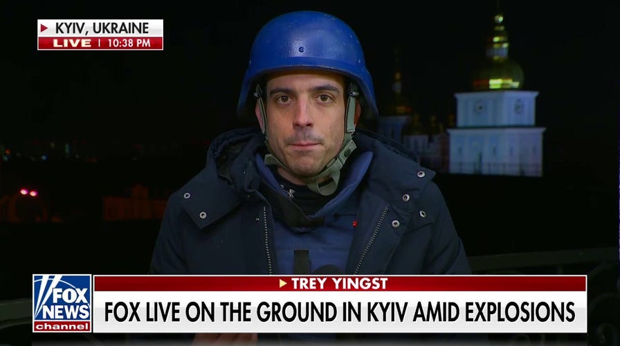 Air raid sirens sound in Kyiv as night falls