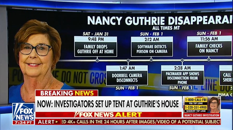 Investigators set up tent at Nancy Guthrie's house after glove found