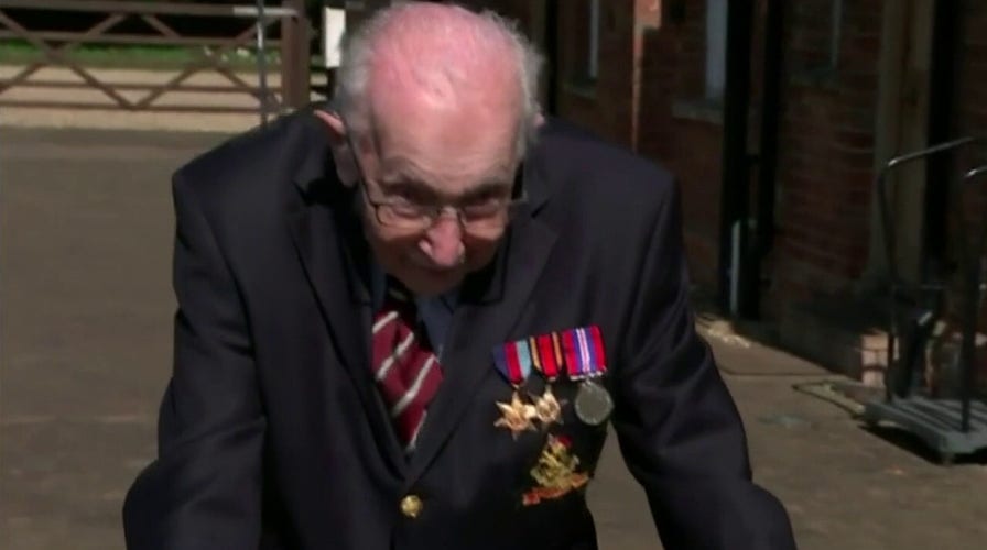 99-year-old British military veteran walks 100 laps in garden to raise funds for NHS