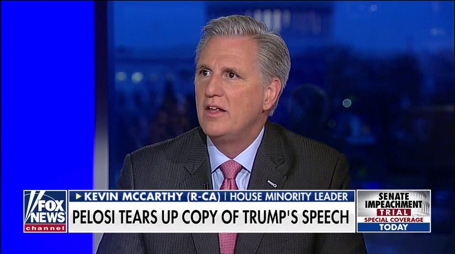 Kevin McCarthy reacts to Nancy Pelosi ripping up copy of SOTU address