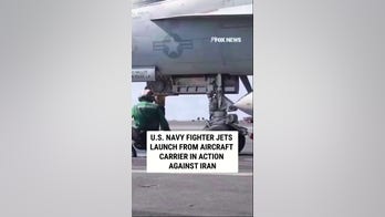 US Navy fighter jets LAUNCH from aircraft carrier in action against Iran