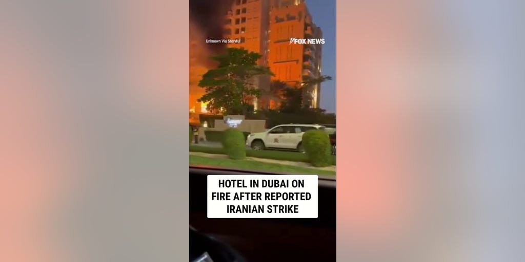 Hotel in Dubai on fire after reported Iranian strike