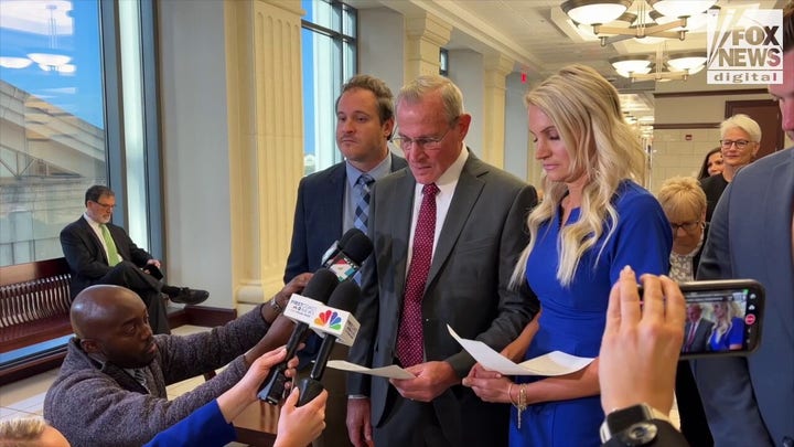 Jared Bridegan's father Gaylord, and sister Ashley address the media