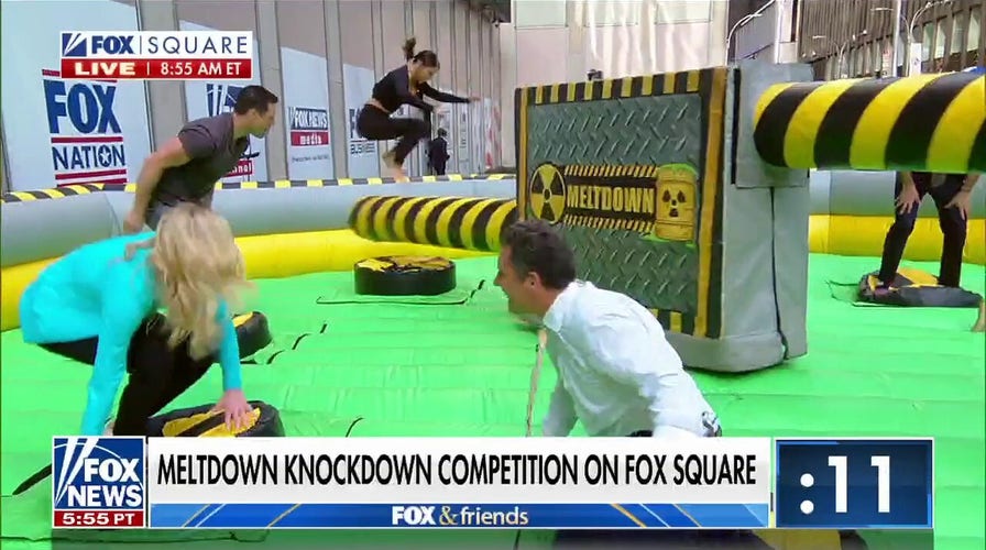 Fox hosts compete in 'meltdown knockdown' competition on Fox Square 