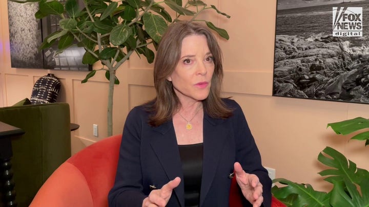 Democratic presidential candidate Marianne Williamson takes aim at President Biden and the Democratic Party establishment