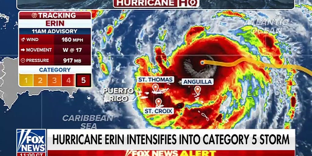 Hurricane Erin strengthens into Category 5 storm