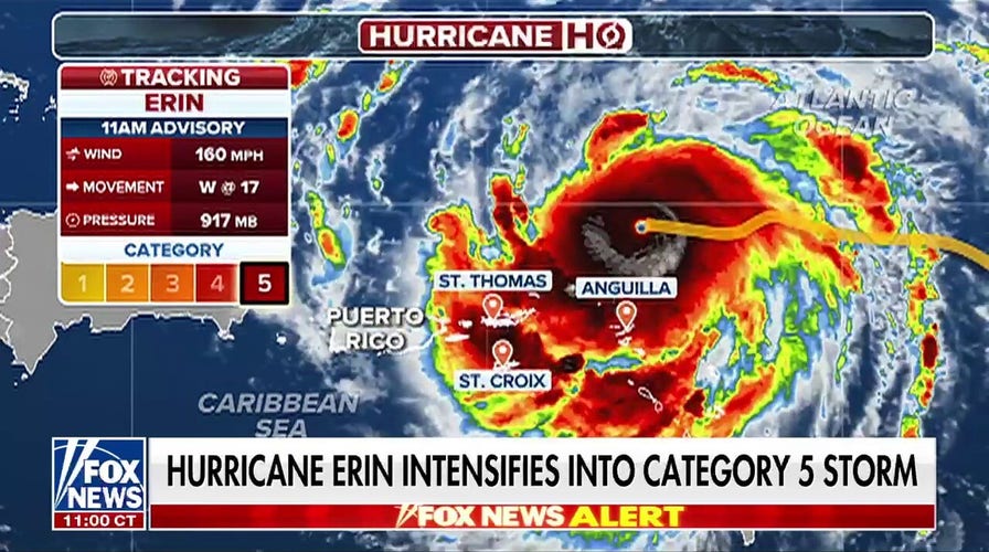 Hurricane Erin strengthens into Category 5 storm