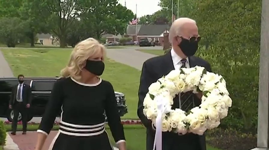 Biden appears in public for first time in months to lay wreath on Memorial Day