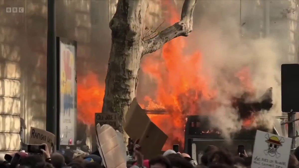 foxnews.com - CJ Womack - BBC calls France protests 'mostly peaceful' as footage shows rioters torching cars, battling police