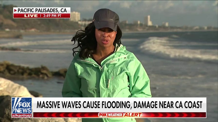 Waves as tall as 25 ft slam California coast