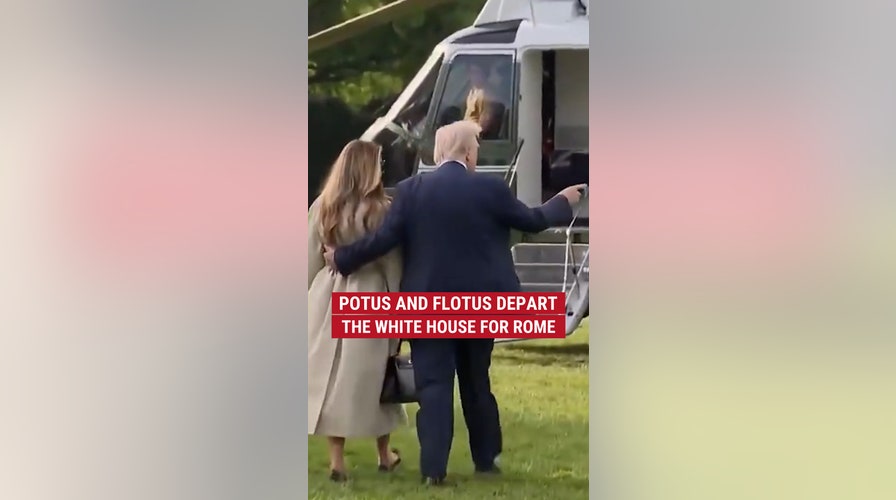 The Trumps board Marine One to head to Rome