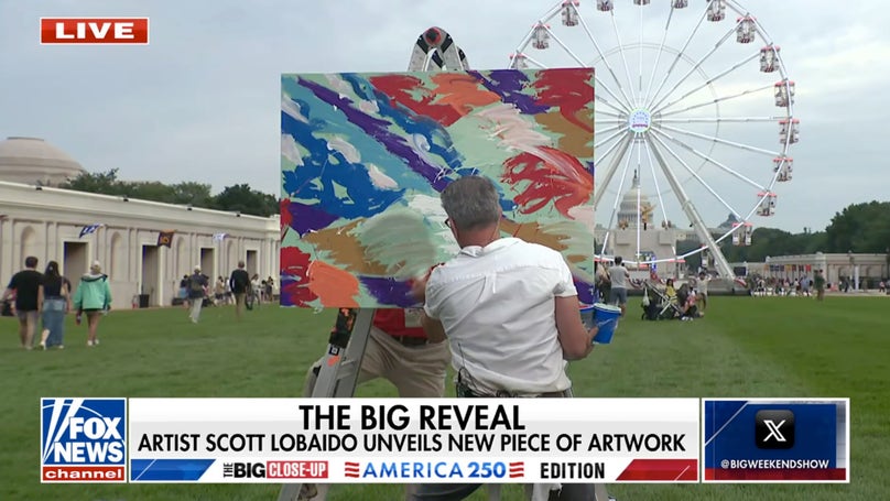 Artist paints President Trump live, celebrating America 250 at the Great American State Fair