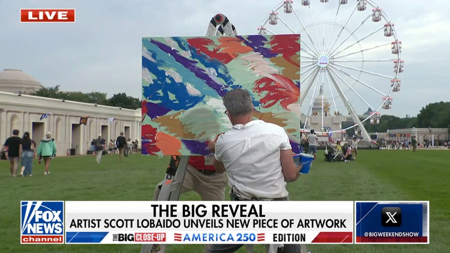 Artist paints President Trump live, celebrating America 250 at the Great American State Fair