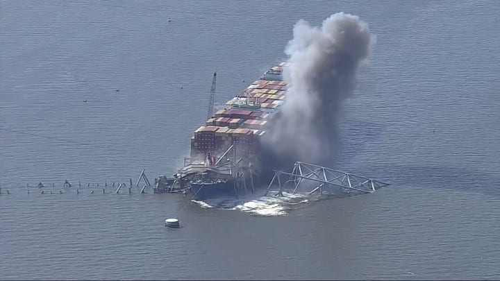 Piece of Key Bridge in Baltimore removed using explosives