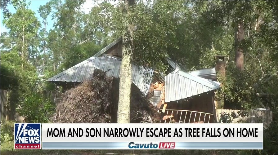 Louisiana mom tells how she and her son escaped when a tree fell on their house during Hurricane Ida