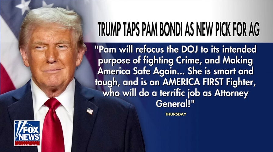 Trump dice que Pam Bondi, aliada desde hace tiempo, "reorientará el DOJ" como fiscal general