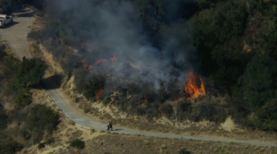Los bomberos de Los Ángeles apagan un incendio de matorrales en Griffith Park