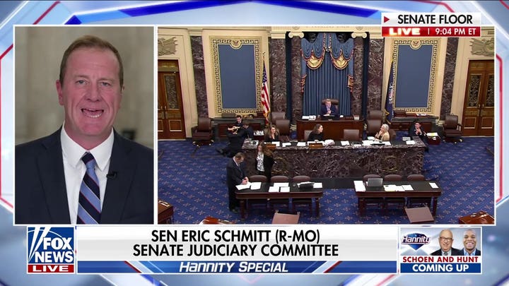 Sen Eric Schmitt says he wants the Senate to stay until top tasks are completed