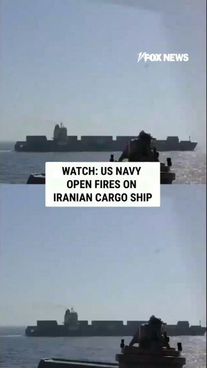 WATCH: US Navy OPEN FIRES on Iranian cargo ship