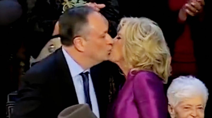 Jill Biden, Douglas Emhoff go viral for awkward smooch at Biden's State
