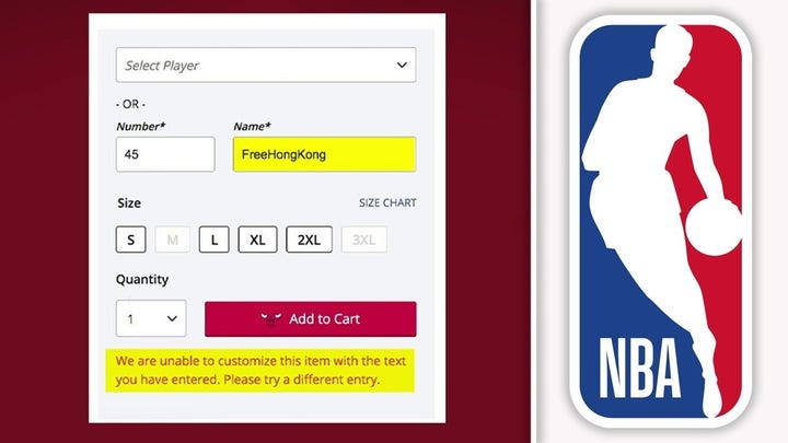 NBA facing scrutiny for blocking fans from putting 'FreeHongKong' on custom apparel orders