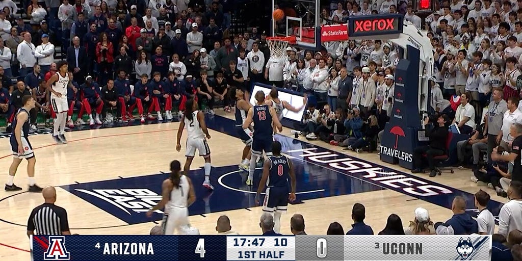 UConn's Silas Demary Jr lobs it to Eric Reibe, converts tough and-1 vs. Arizona