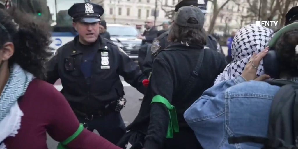 Pro-Palestinian protesters clash with NYPD officers as anti-Israel activist faces deportation