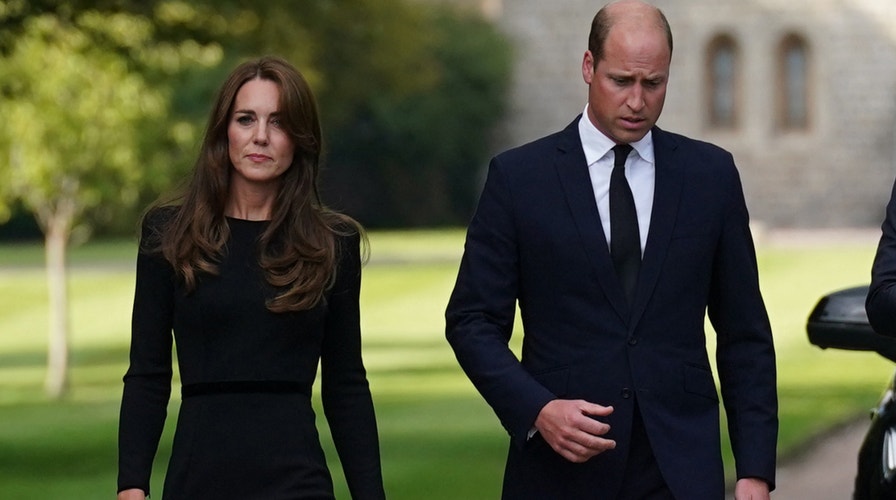The Prince and Princess of Wales view floral tributes to Elizabeth II at Sandringham