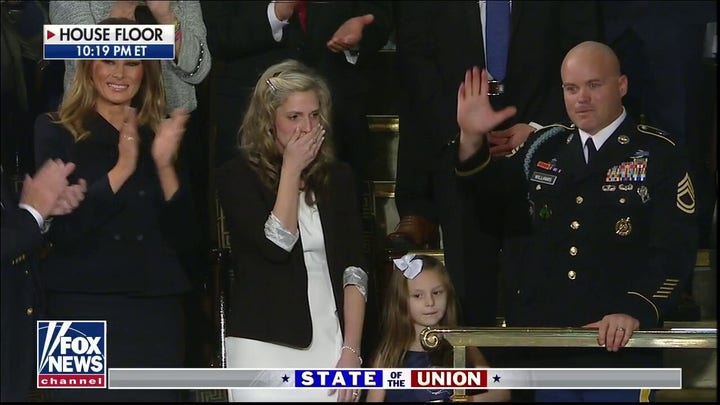 President Trump surprises military spouse as husband returns from deployment during SOTU