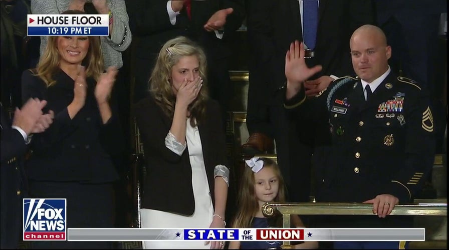 President Trump surprises military spouse as husband returns from deployment during SOTU
