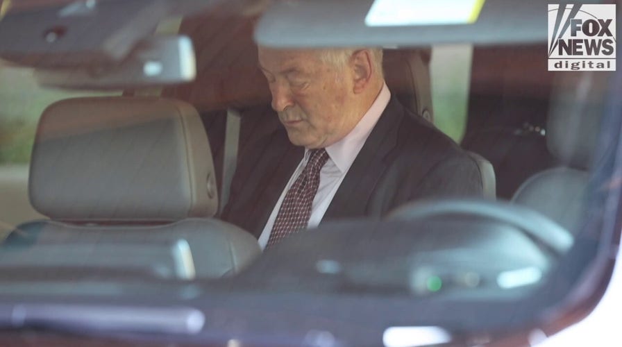 Alec Baldwin and Hilaria Baldwin depart their hotel in Santa Fe, New Mexico on Wednesday