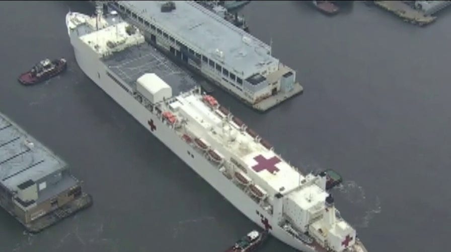 Medical reinforcements: USNS Comfort arrives in New York Harbor; field hospital constructed in Central Park