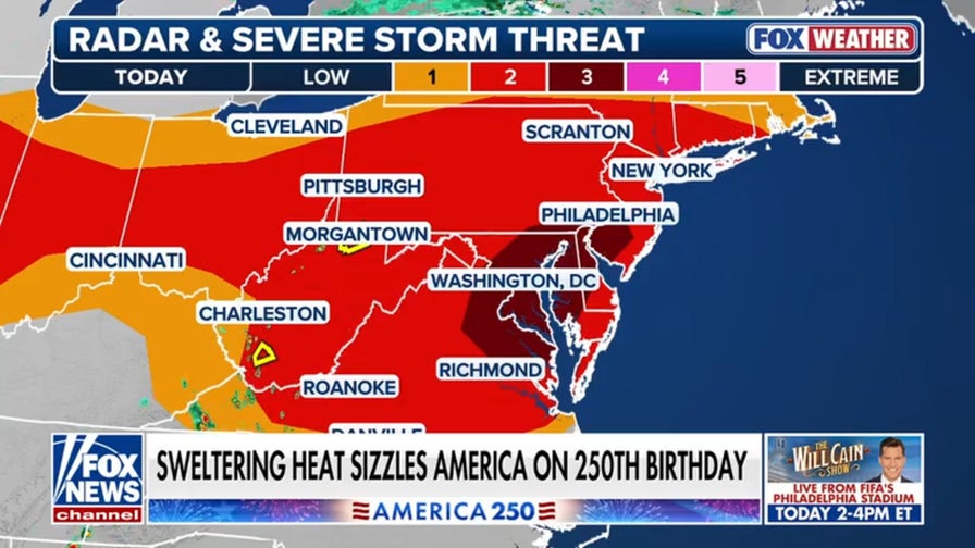 Sizzling heat, severe storms strike East Coast during July 4 weekend