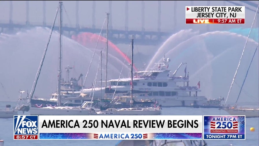 International Naval Review begins with water display over New York Harbor