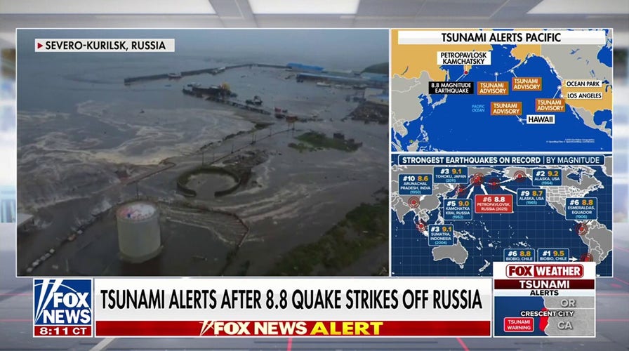 Tsunami alerts issued for Hawaii, West Coast after major earthquake near Russia
