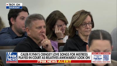 Caleb Flynn's love songs to mistress played in court as relatives awkwardly look on