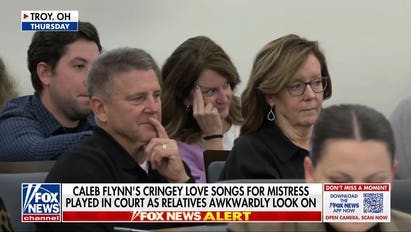 Caleb Flynn's love songs to mistress played in court as relatives awkwardly look on