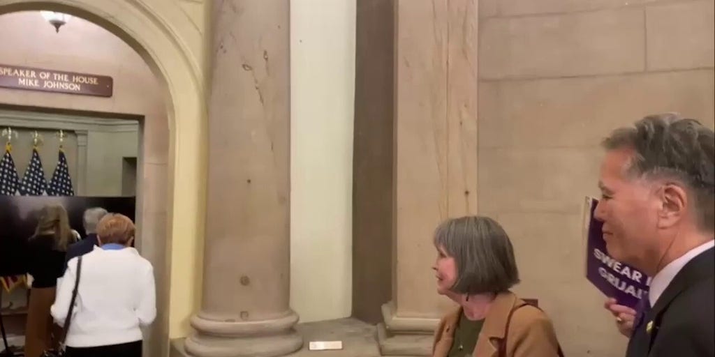 Democratic lawmakers storm Speaker Johnson's office amid shutdown