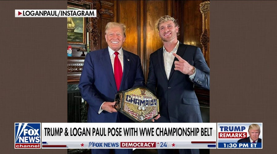 Trump gives Logan Paul tee-shirt with his mugshot on it