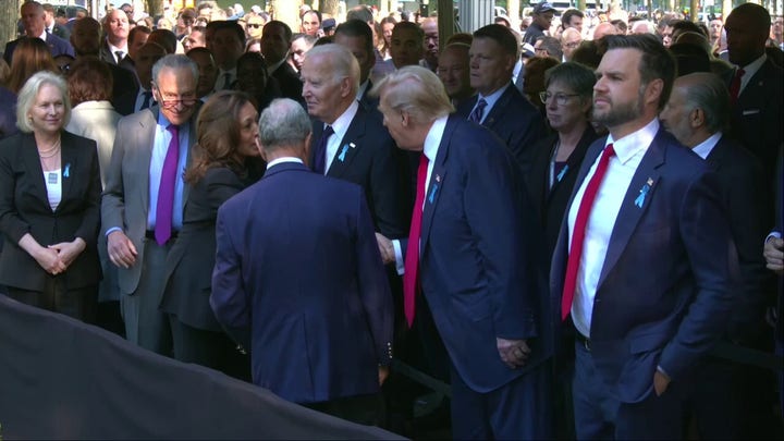 Harris, Trump shake hands at 9/11 commemoration ceremony