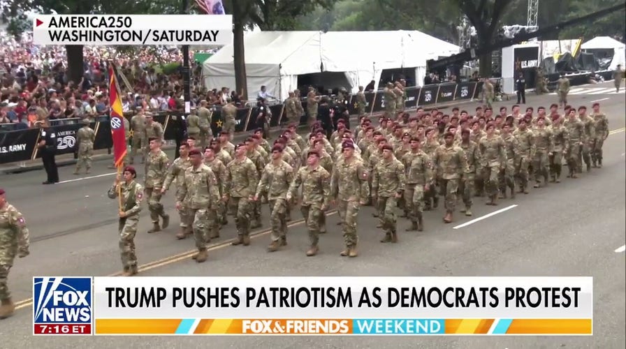 Trump pushes patriotism as Democrats continue resistance