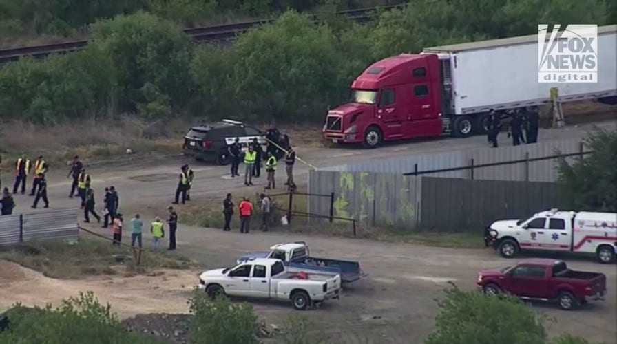 Aerial footage of Texas crash with 46 dead migrants found inside an 18 wheeler