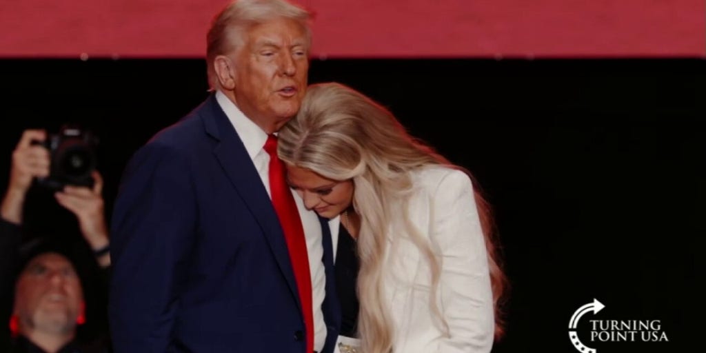 Trump embraces Erika Kirk at memorial