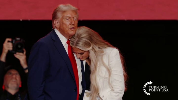 Trump embraces Erika Kirk at memorial