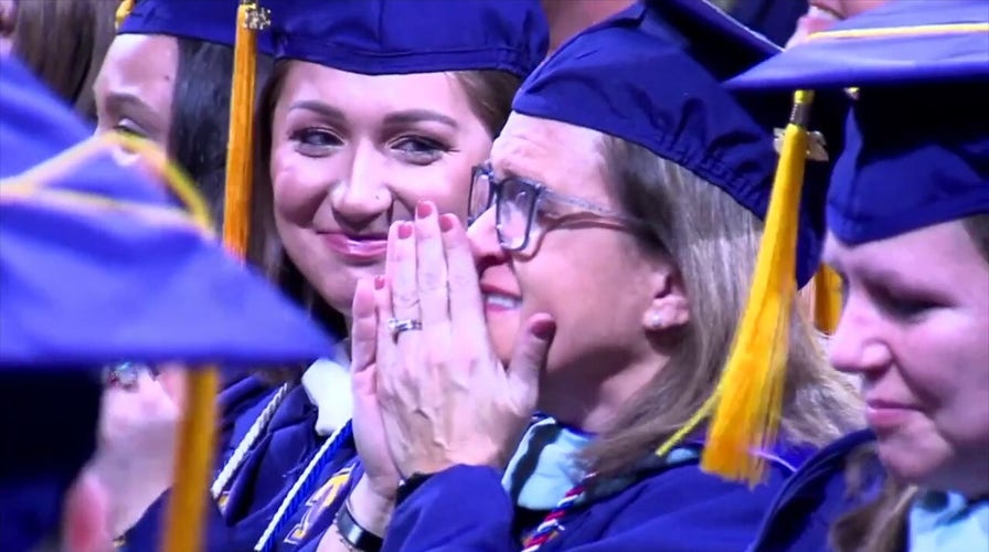 Tennessee mom surprised at graduation with video from her deployed son