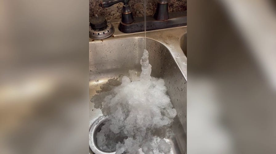 Water freezes straight from the tap in Oklahoma