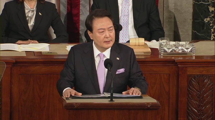 South Korean president quotes Reagan to warn about Kim Jong Un in address to Congress