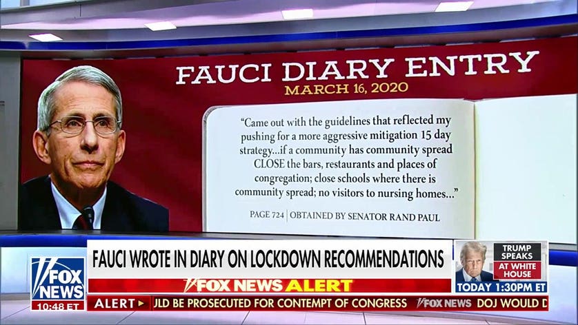 Fauci denies pushing lockdowns despite diary entry, families demand accountability