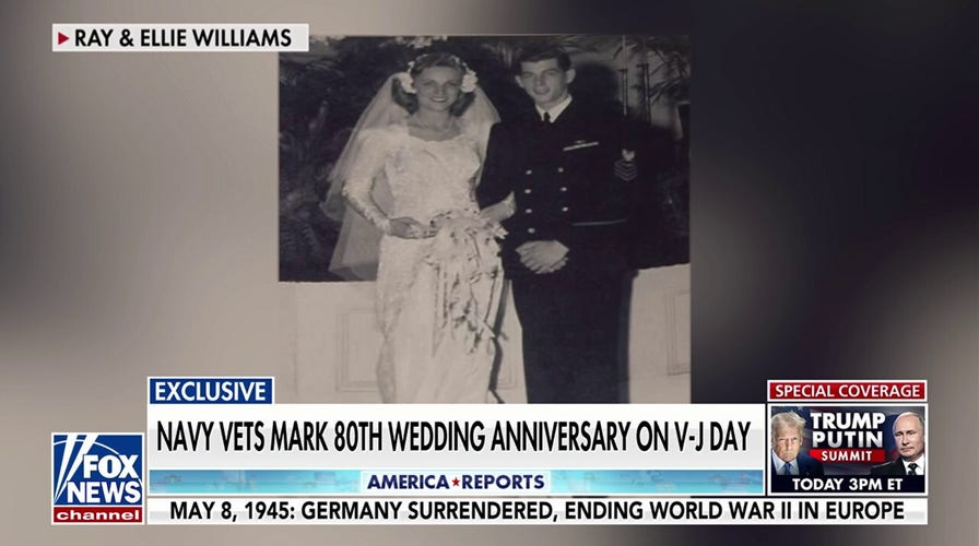 Navy veteran couple celebrate their ‘lifelong love story’ on same day WWII ended
